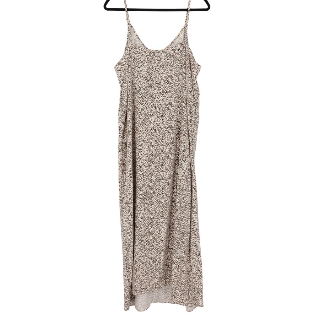Jenni Kayne Leopard Print Maxi Slip Dress Womens Size XL Quiet Luxury V-Neck - Picture 2 of 9